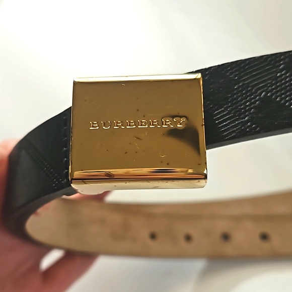 Authentic! Burberry Belt Womens Black Luxury Designer Belt Gold Size 36 Italy - Picture 4 of 12